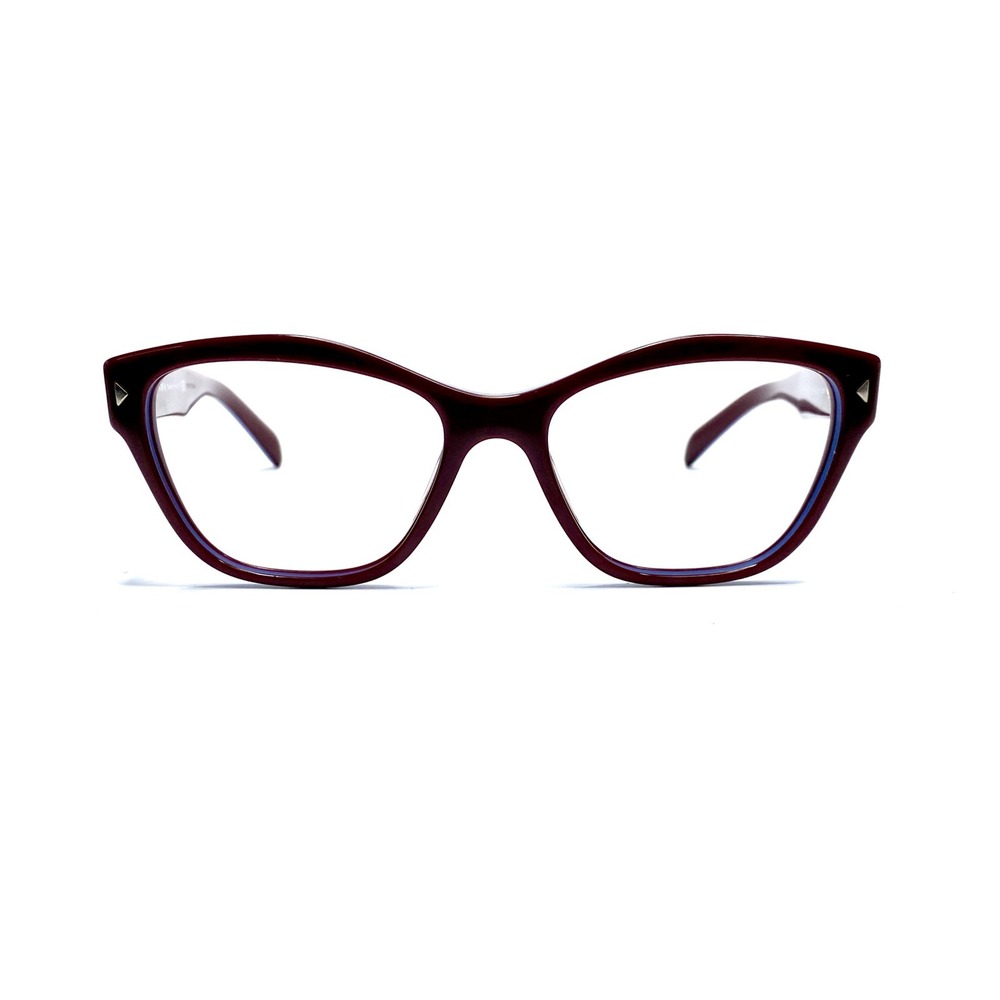 Prada Red Maroon Gold Blue Layered Cat Eye Glasses Italy VPR27S UF9101 53 17 140